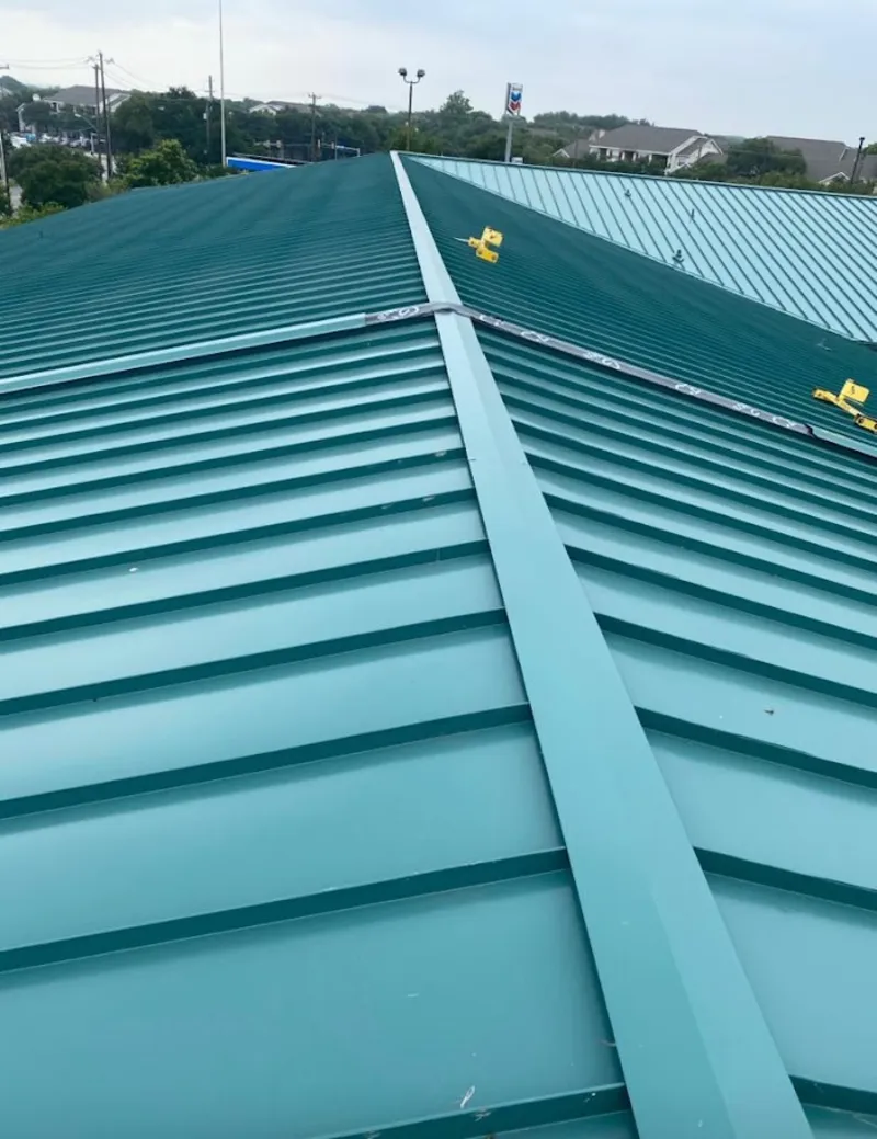 Green commercial metal roof ridge and valley for Metal Roof Repair in Los Osos